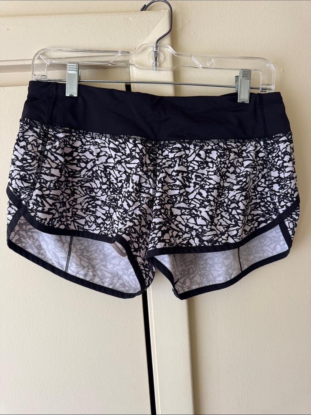 lululemon athletica Black & White Printed Run Shorts